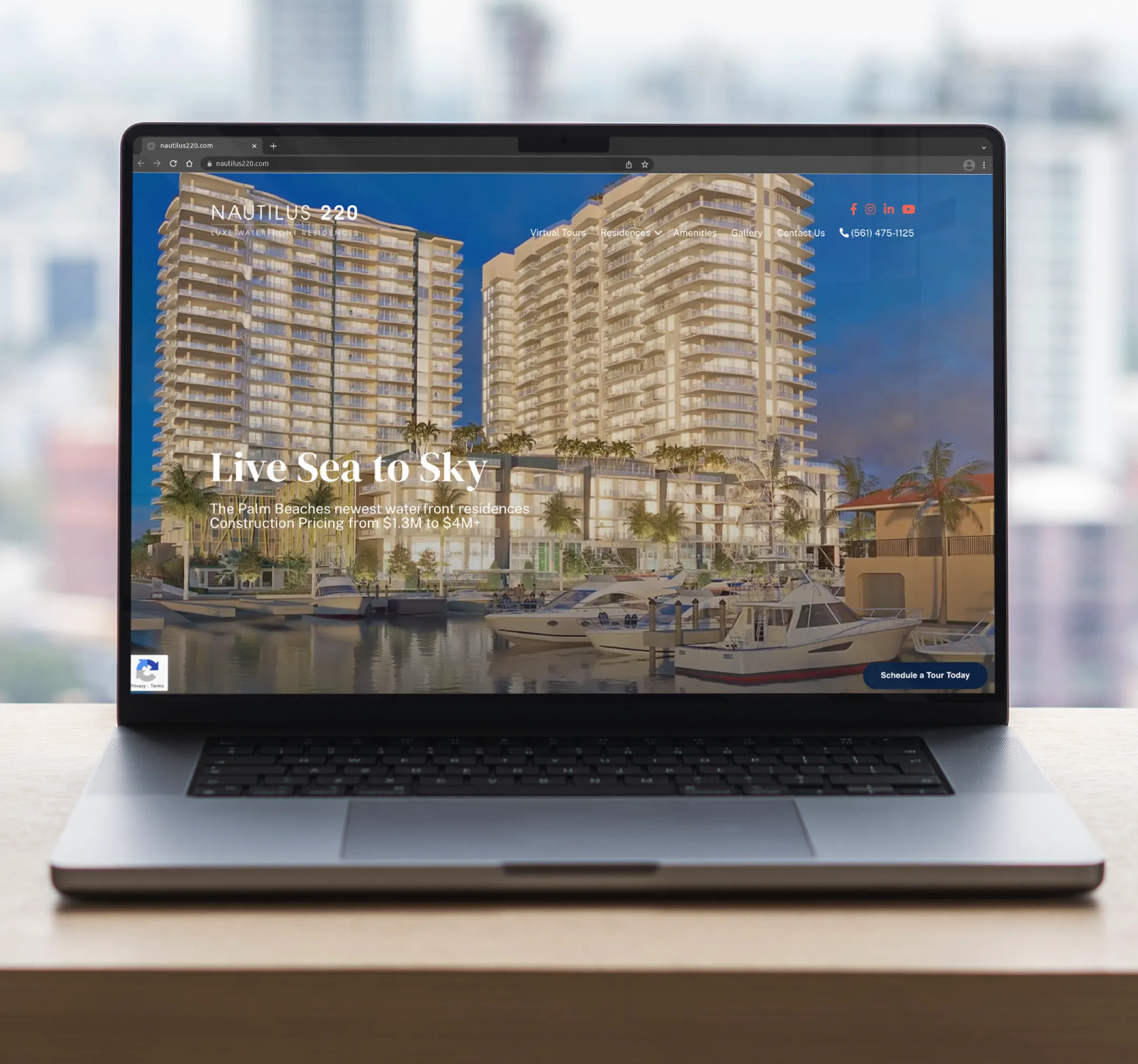 Nautilus 220 website on laptop