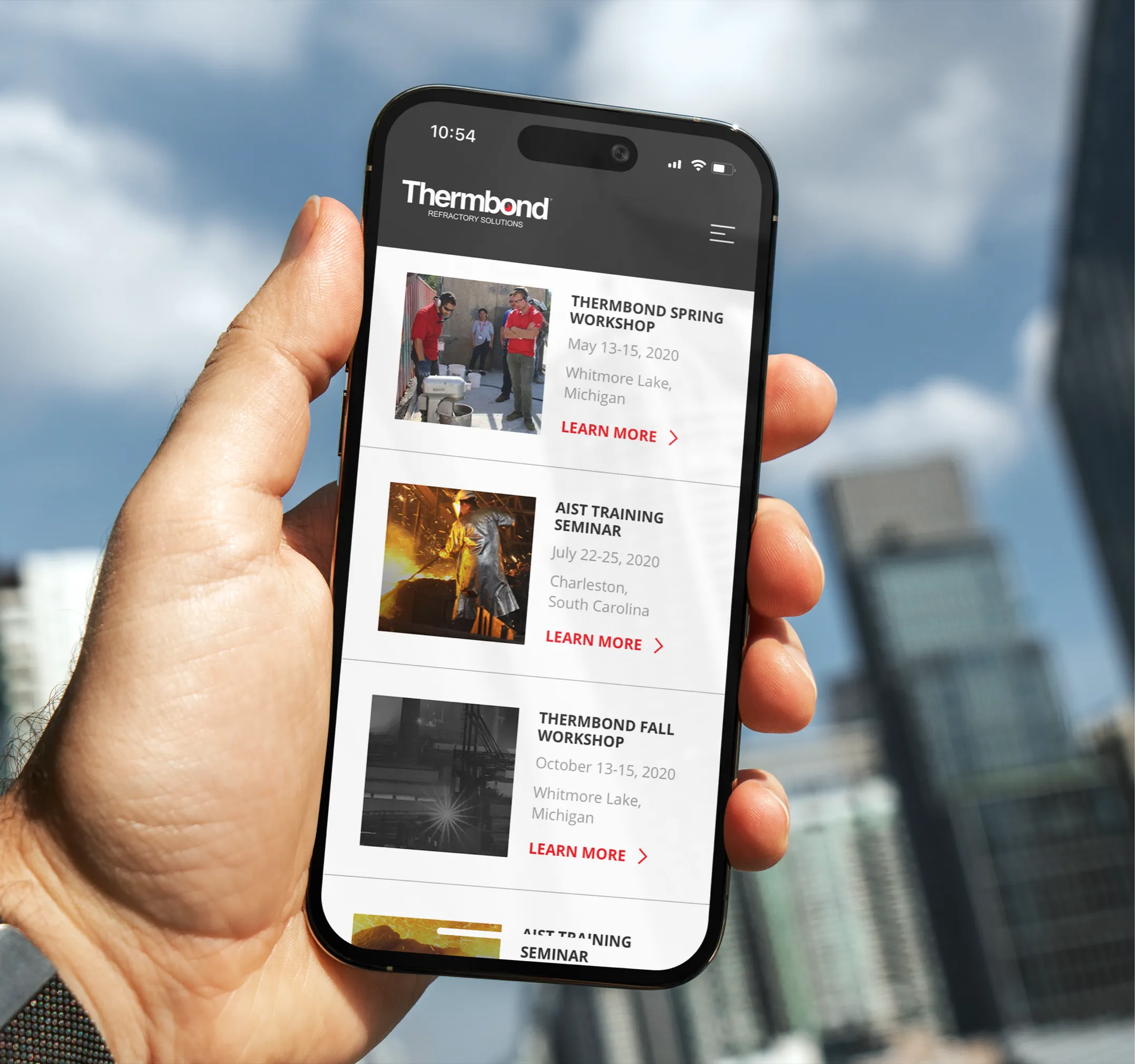 Thermbond app on mobile phone